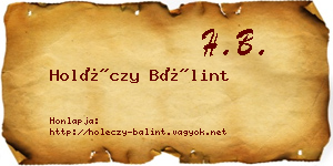 Holéczy Bálint névjegykártya